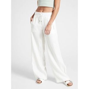 ATHLETA NWT Cabo Linen Relaxed Wide Leg Pants Calla Lily White Plus Size 26